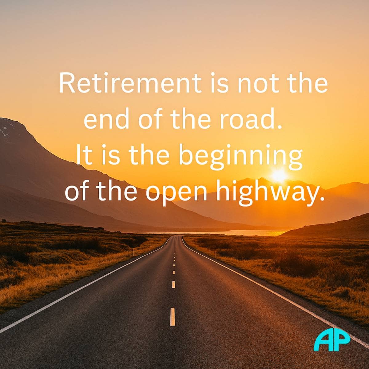 Sunrise over an open road with an inspirational quote overlayed in a modern sans-serif font, symbolizing what travel and earn really means.