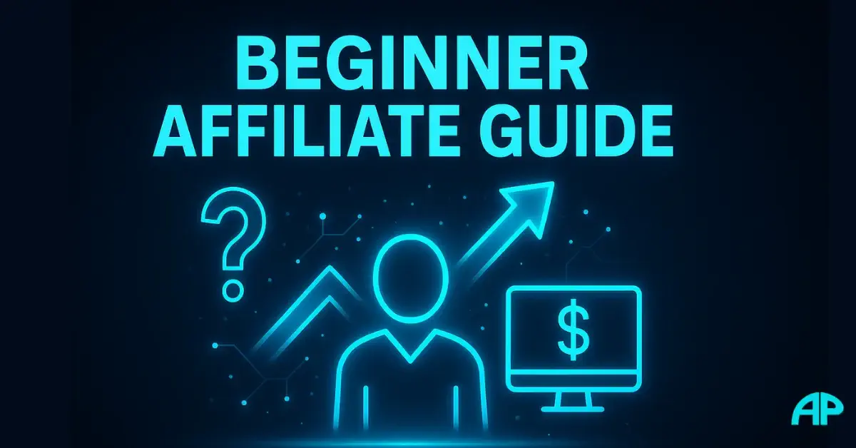Digital illustration showing a glowing turquoise figure and upward arrow symbolizing online growth — ideal for explaining which affiliate marketing is best for beginners.
