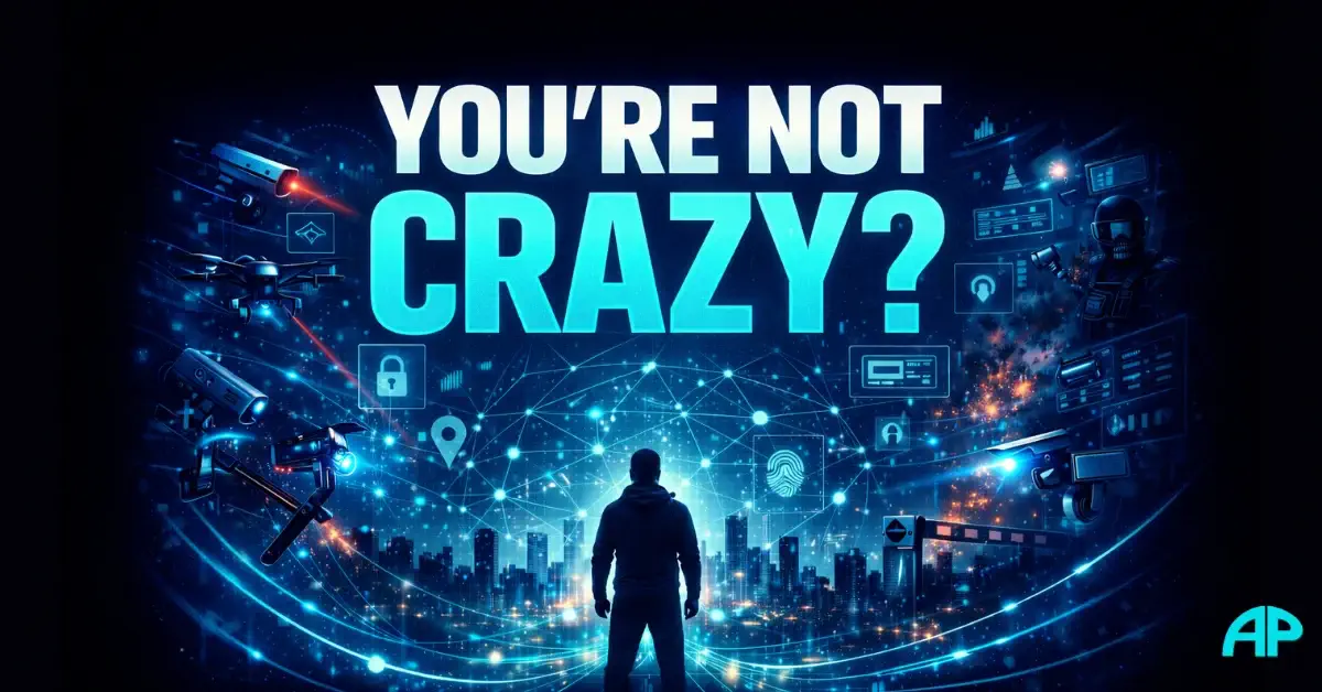 The Net Is Closing In as a lone silhouette faces a surveillance soaked digital city and a tightening web of data.