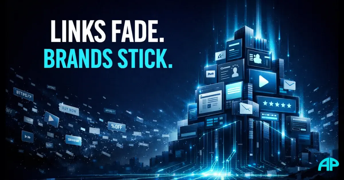 Bold digital illustration showing why building a brand with affiliate marketing creates something stronger and longer lasting than scattered links.