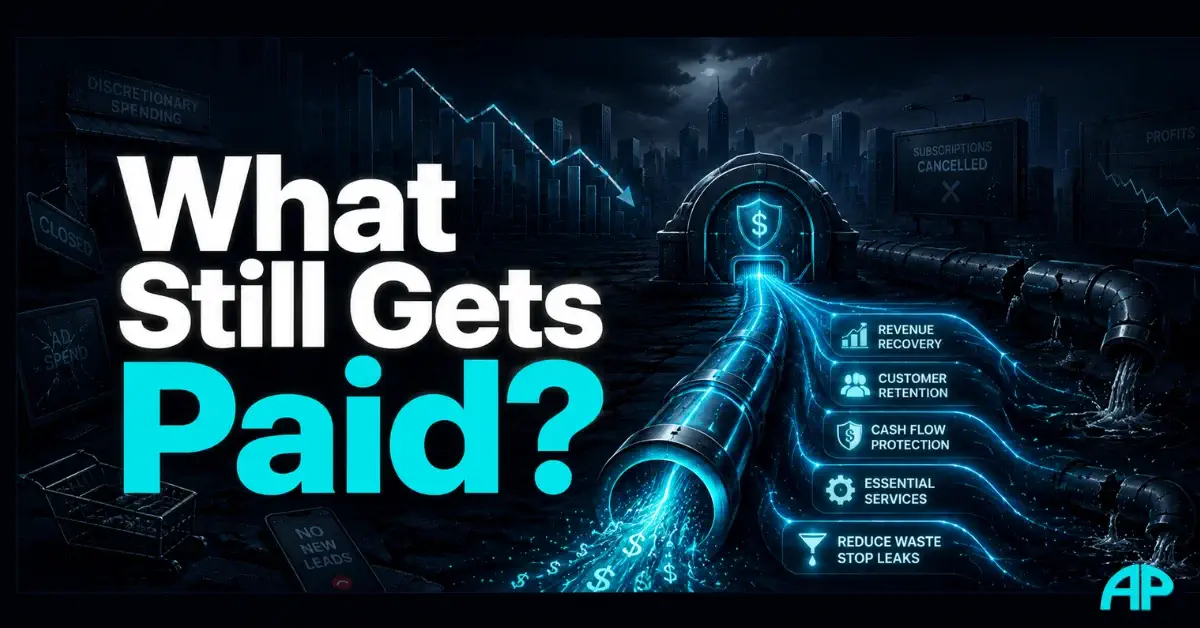 What Still Gets Paid feature image showing resilient revenue streams surviving an economic downturn.